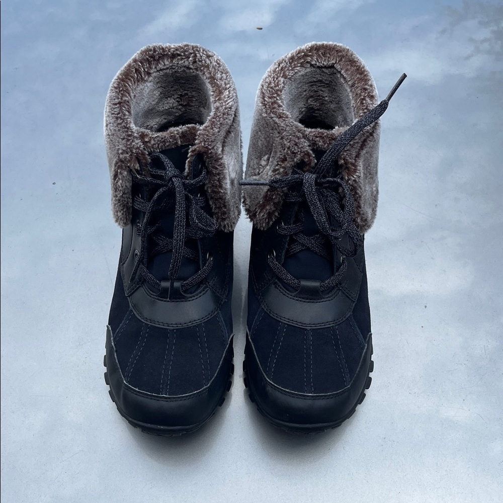 Easy Spirit Black Ankle Booties with Fur Trim